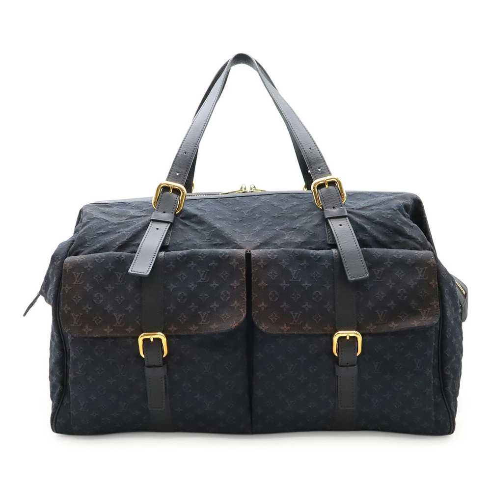 LOUIS VUITTON Monogram Louise Boston Bag Shoulder Travel Canvas Blue